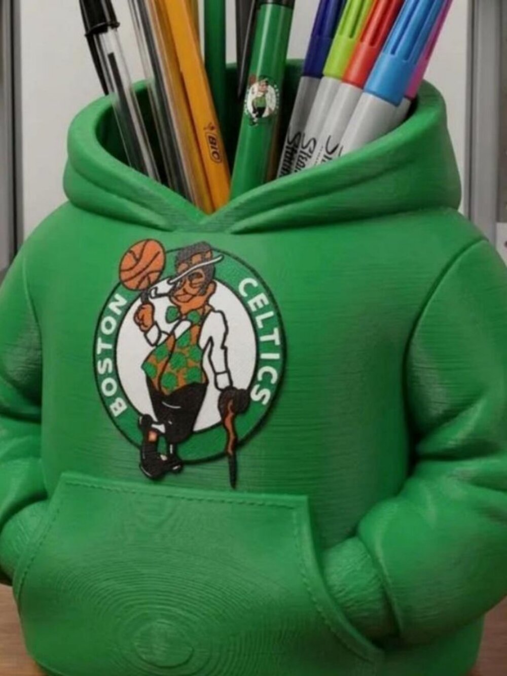 Boston Celtics Hoodie Pen Holder - 3D Printed Desk Organizer